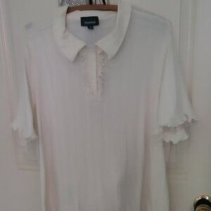 Scalloped Sleeved Ivoy Polo Shirt